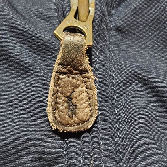 VTG Blue Label Polo Ralph Lauren Coat XXL Navy Fleece Lined Zip M Rolled Hoodie - Picture 14 of 16